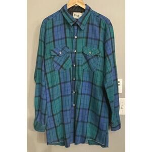 Key Flannel Shirt Vintage Heavyweight Button‎ Up USA Made Mens 2XLT Note